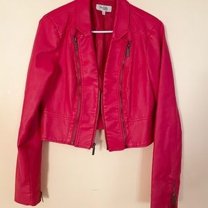Hot pink faux leather jacket